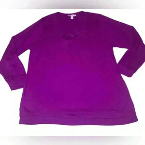French Laundry Plus Purple Sweater Womens 2X 22W/24W Lace Bead Sequins